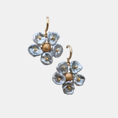 Petals Tahitian Keshi Pearl Flower Earring