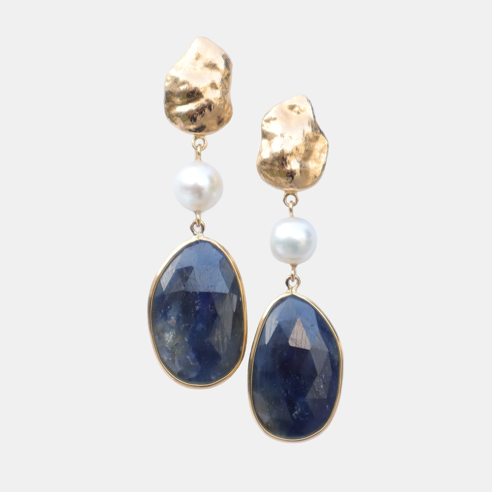 Collector's Edit Rose Cut Sapphire and Pearl Earring