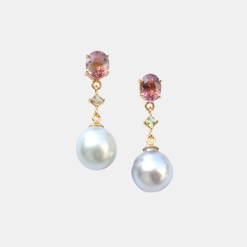 Collector's Edit Tahitian Pearl Earring with Tourmaline